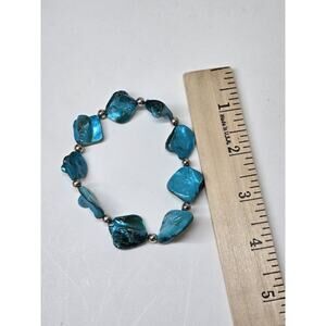 Mother of Pearl Stretch Chip Bracelet Blue Colors